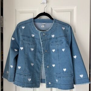 Lulu-B Jacket - Blue Light Weight Jacket with Cute Little Hearts ❤️ Size Medium